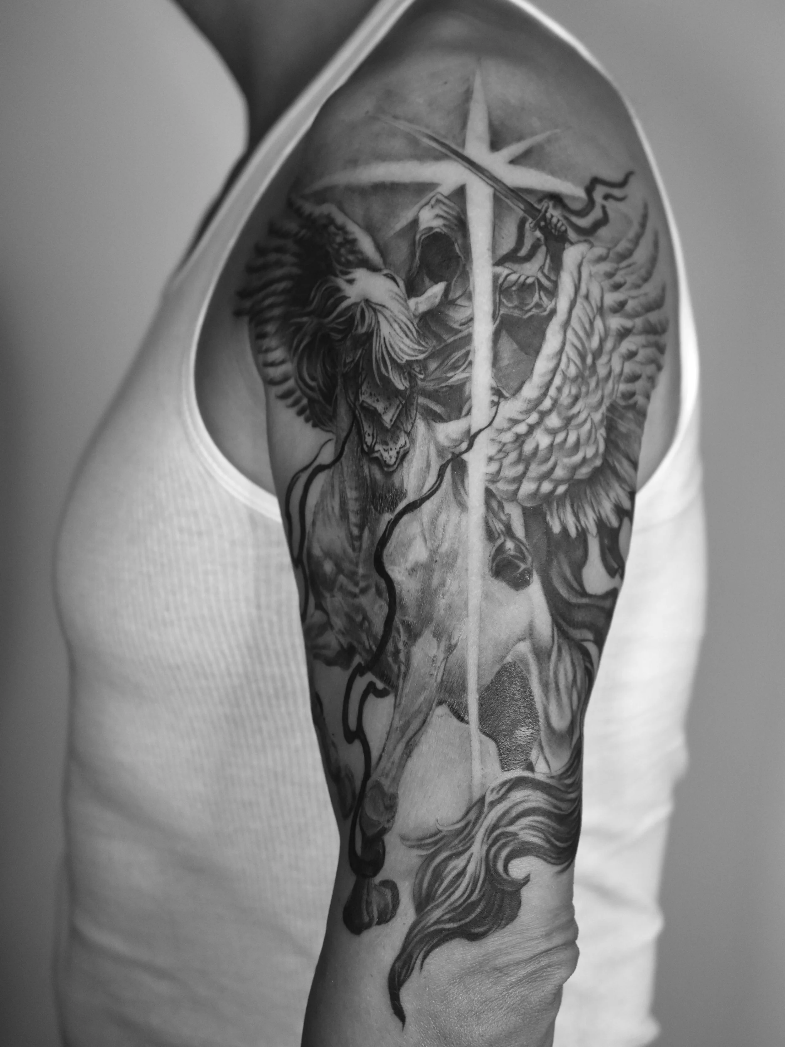 Life&rsquo;s Battle

Tattooed over 2 sessions. 
Shaun sat really well for both and some parts were still healing during second session. 

Thanks again

@houseofbeststudio 
Queens Yard, Hackney Wick

@biotat_ 
@barber_dts 
@allegoryink