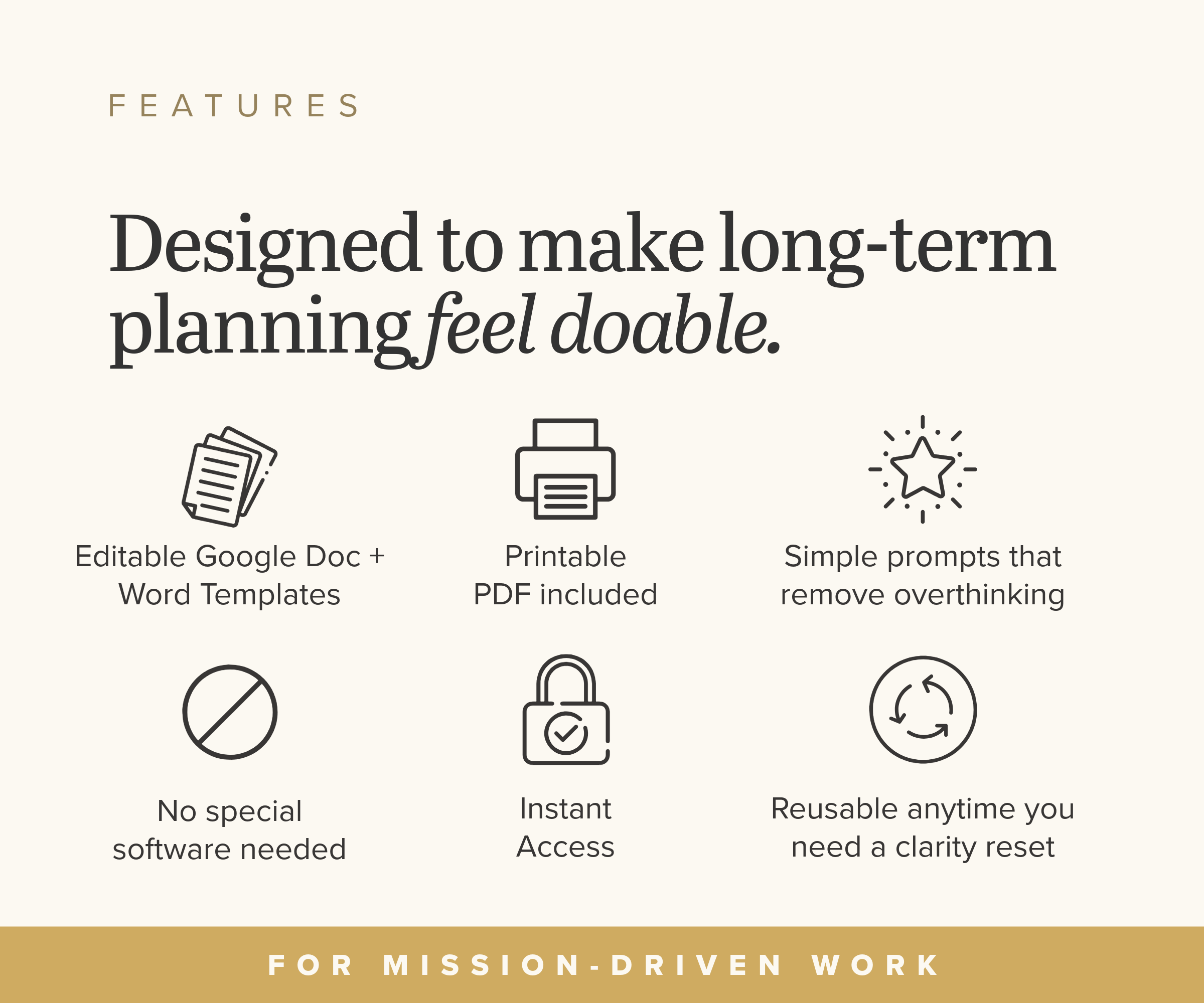 Features of the Define Your Direction Bundle including editable Google Docs, Word files, printable PDFs and reusable prompts.