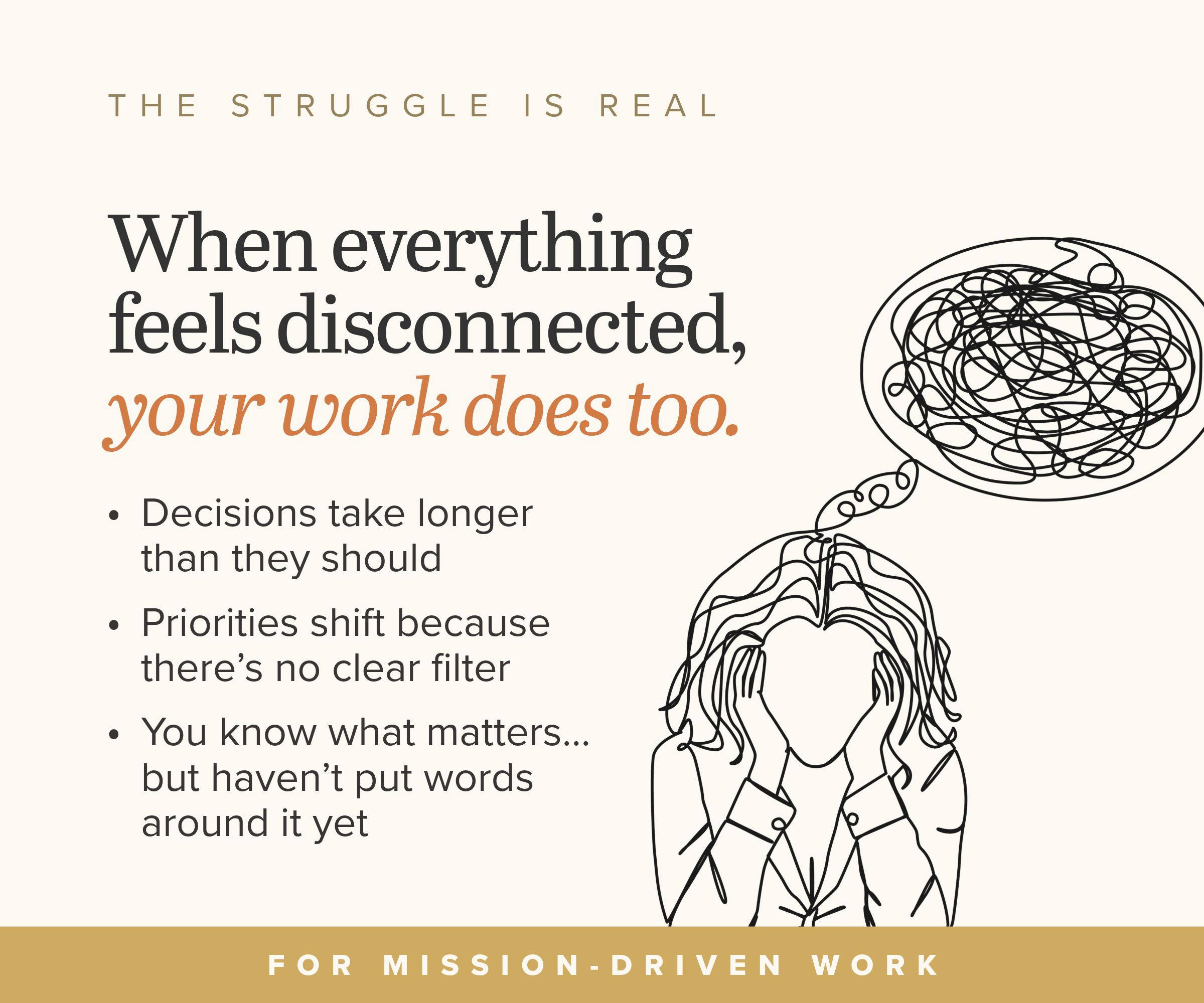Common signs of unclear direction, including shifting priorities, harder decisions and difficulty explaining the work.