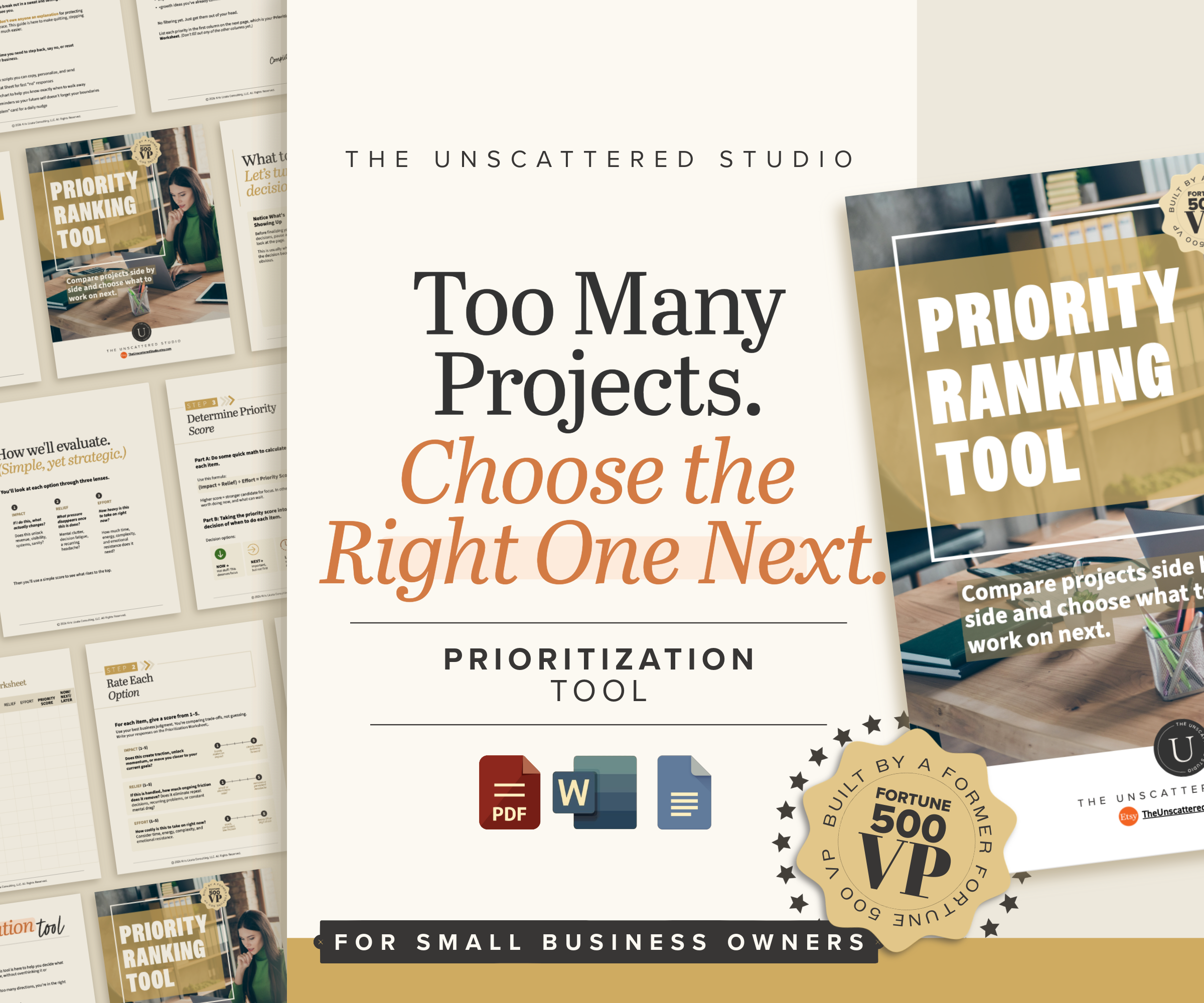 Prioritization Matrix | Choose Your Next Project | PDF + Google Doc