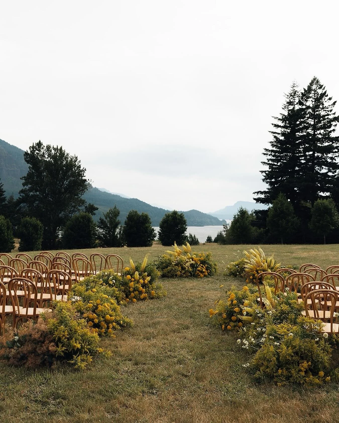 Amidst trees, mountains, and sky, the Columbia bends west and slips out of sight on its way to the sea. Romantic, isn&rsquo;t it? Ceremonies here steal your breath and fill your heart with wonder💖