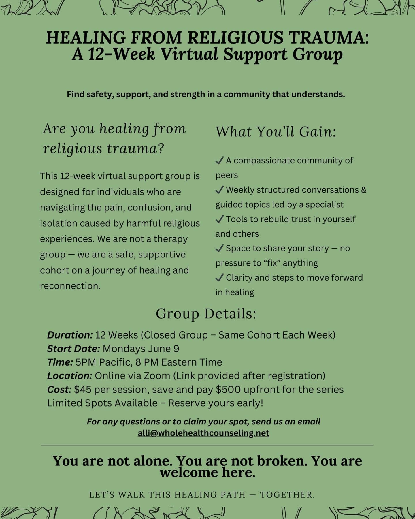 DM to inquire!
 #ReligiousTrauma

#Exvangelical

#Deconstruction

#SpiritualAbuse

#PurityCulture

#ExFundie

#DeconstructingFaith
#ExChristian
#ReligiousAbuse
#ChurchToo
#ExMormon
#ExJW
#CultSurvivor
#FaithDeconstruction
#TraumaHealing

#TraumaRecov