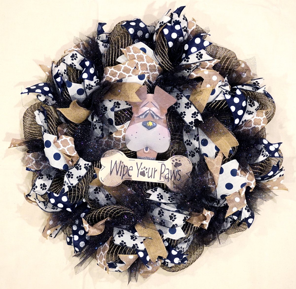 K9 Theme Wreath - Black and Gold