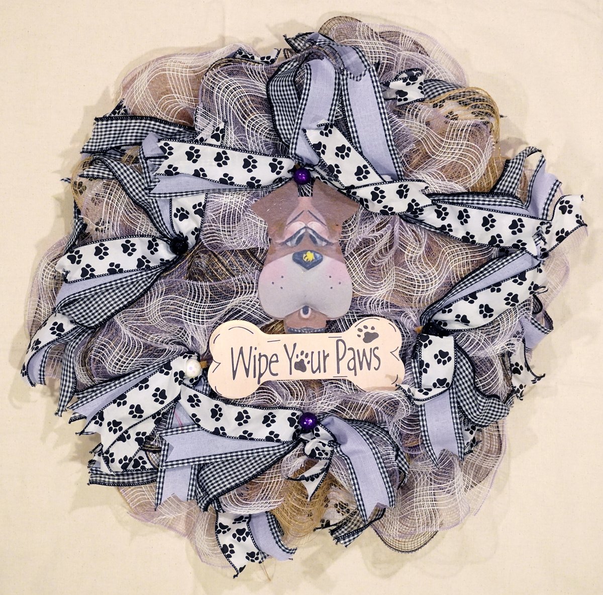 K9 Theme Wreath - Lilac and Tan