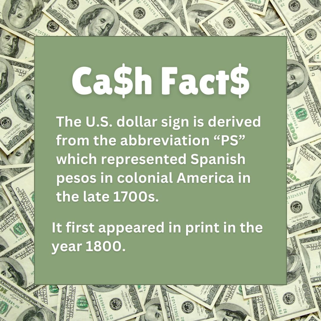 Stump your friends with this financial trivia question: What's the origin of the U.S. dollar sign? $$$

Answer: According to the U.S. Bureau of Engraving and Printing, the U.S. dollar sign is derived from the abbreviation &quot;PS&quot; for the Spani