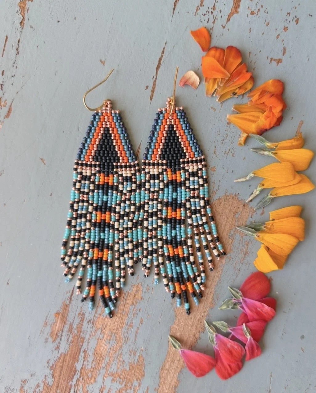 Rhinoceros Viper Beaded Earrings