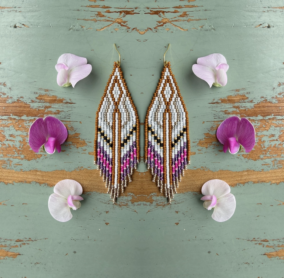 Andromeda Satyr Moth Beaded Earrings