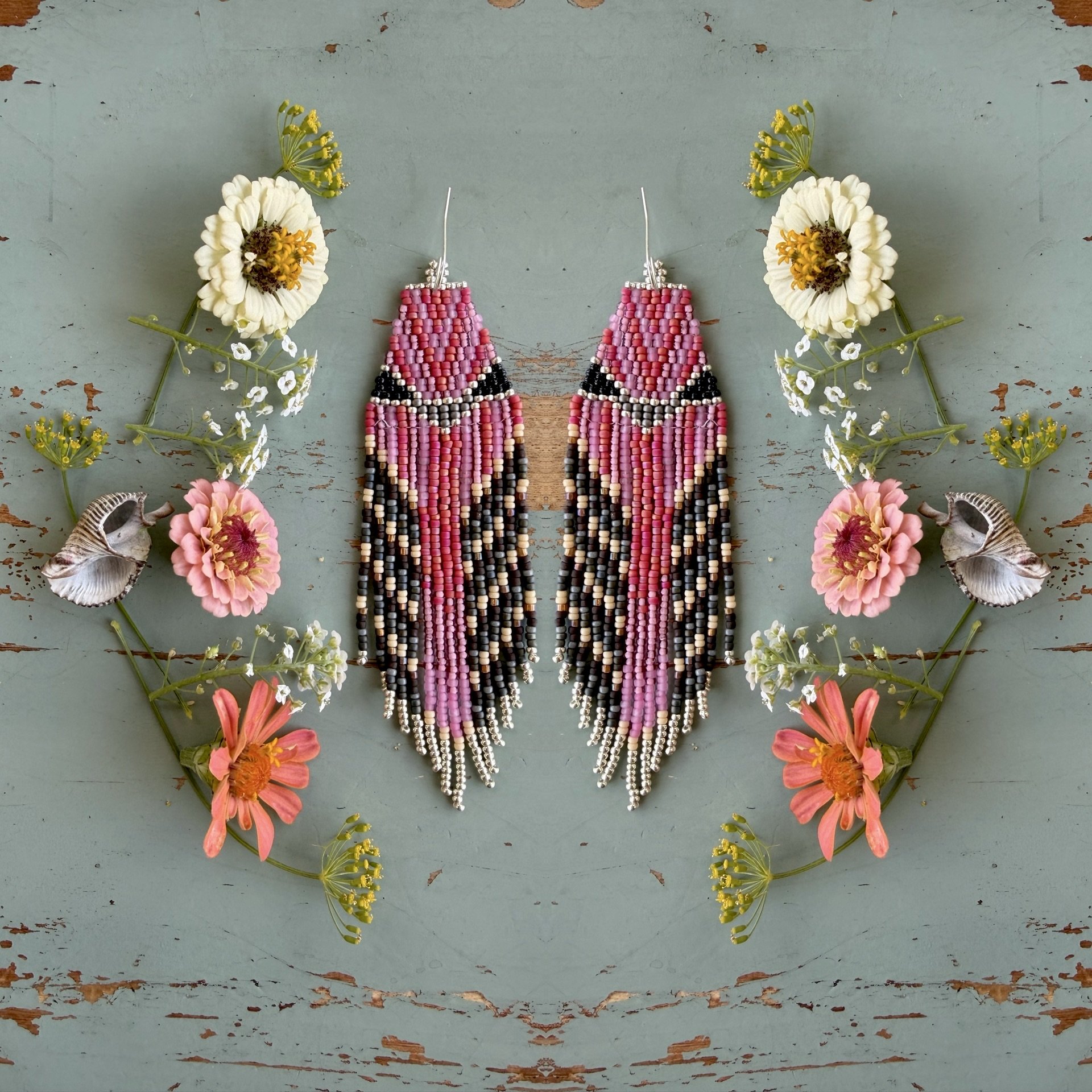House Finch Beaded Earrings