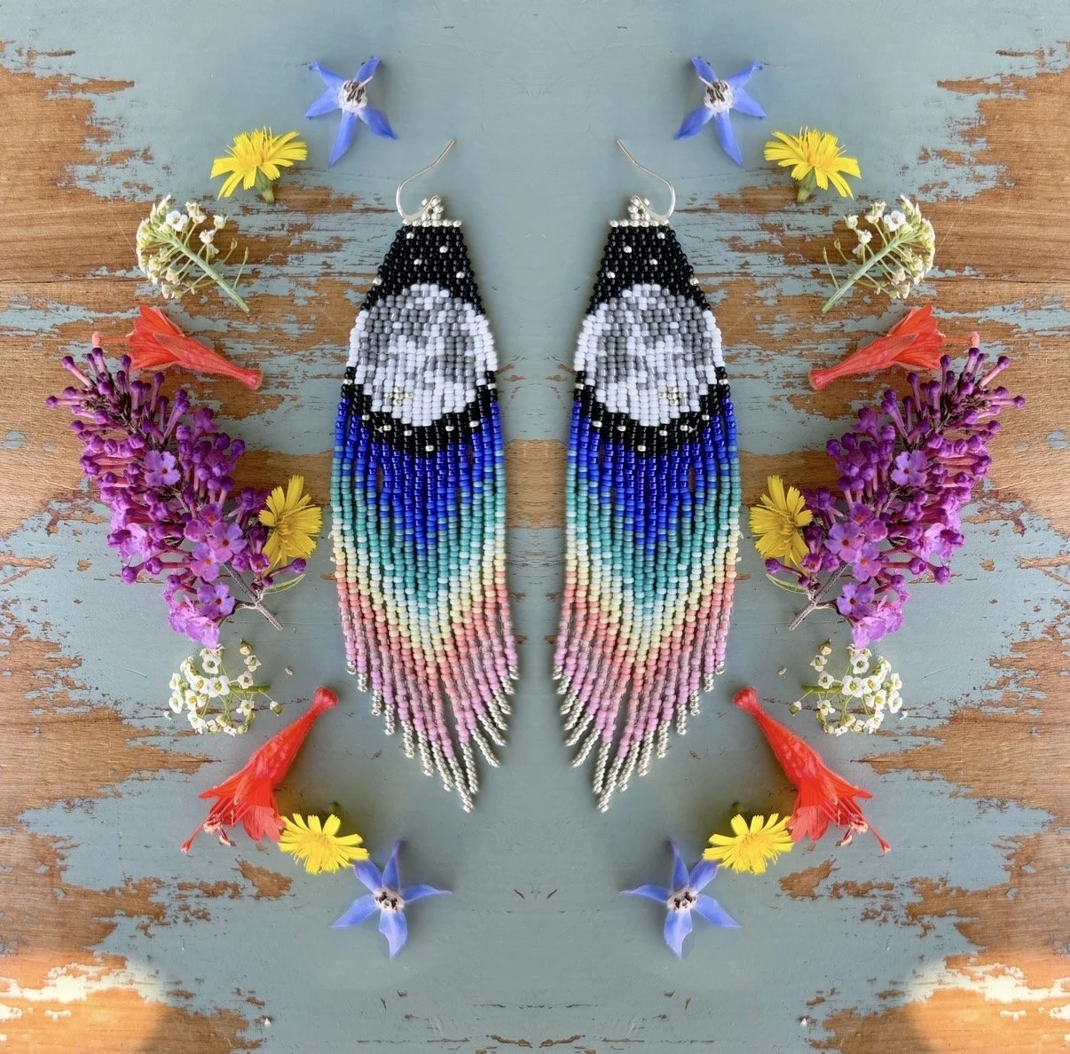 Twilight Moon Beaded Earrings