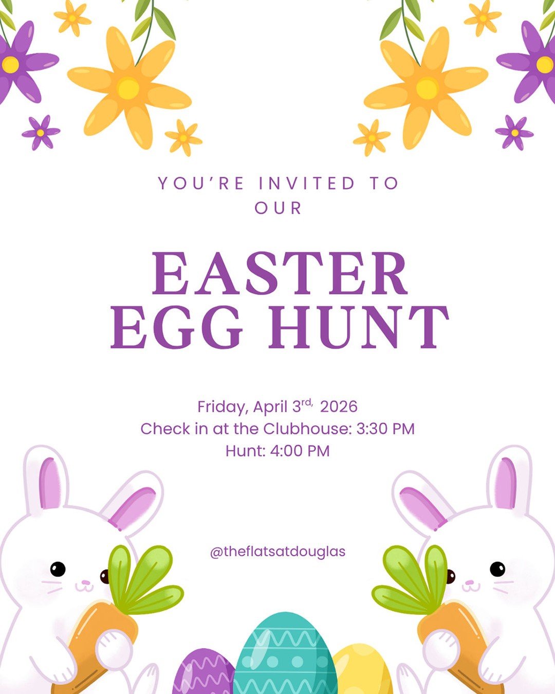 We&rsquo;re excited to host a special Easter Egg Hunt just for the kids in our community! Bring your baskets and get ready for a fun-filled day of eggs, treats, and big smiles. 🐰🥚 Please check your email for more details! This is an RSVP only event