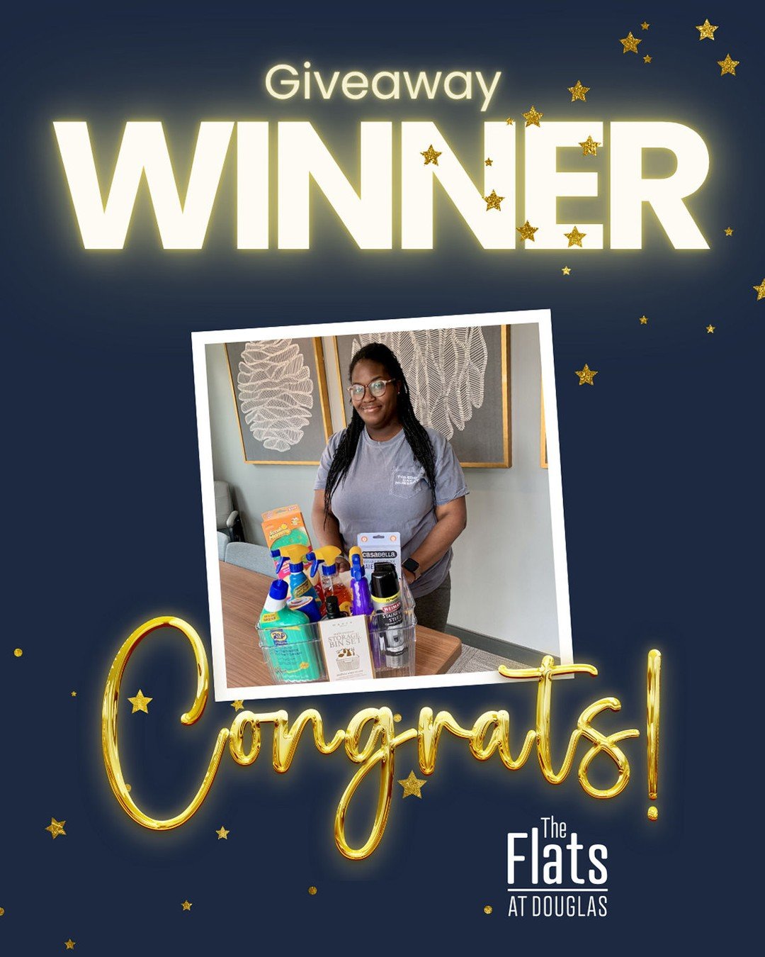 🧽🧼CONGRATULATIONS to our Win-It-Wednesday winner, Shanice!  We hope you enjoy your new cleaning products. Residents- Be on the lookout for our next Win-It-Wednesday giveway coming up in June. Thank you to all who participated this time around! 🧹✨️