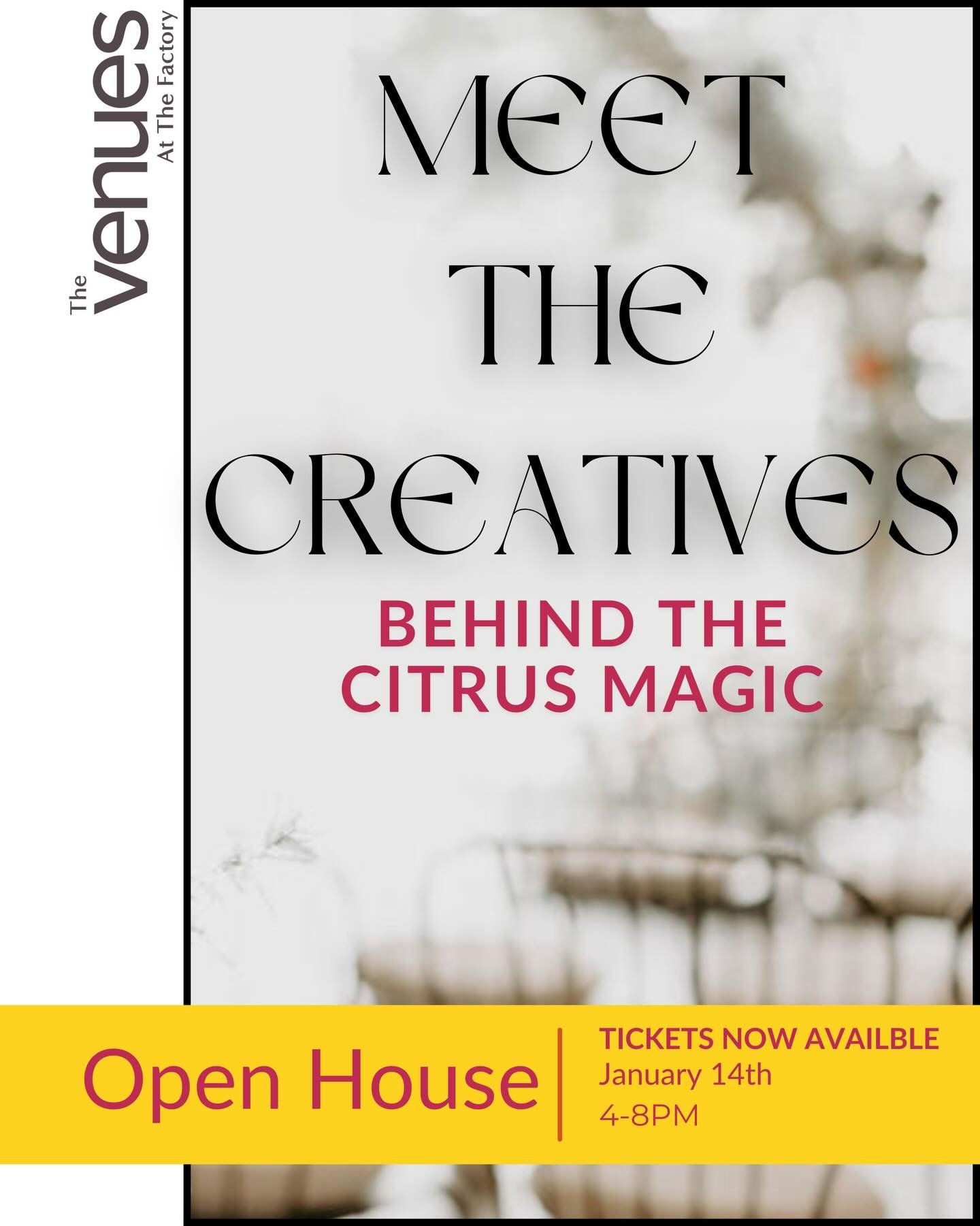 Meet The Creatives: Your Dream Team is Waiting at A Citrus Glow.

We&rsquo;ve curated a lineup of vendors who are intentional, innovative, and ready to execute your vision (just like your Wedding Bestie team here at The Venues at the Factory!). 

You