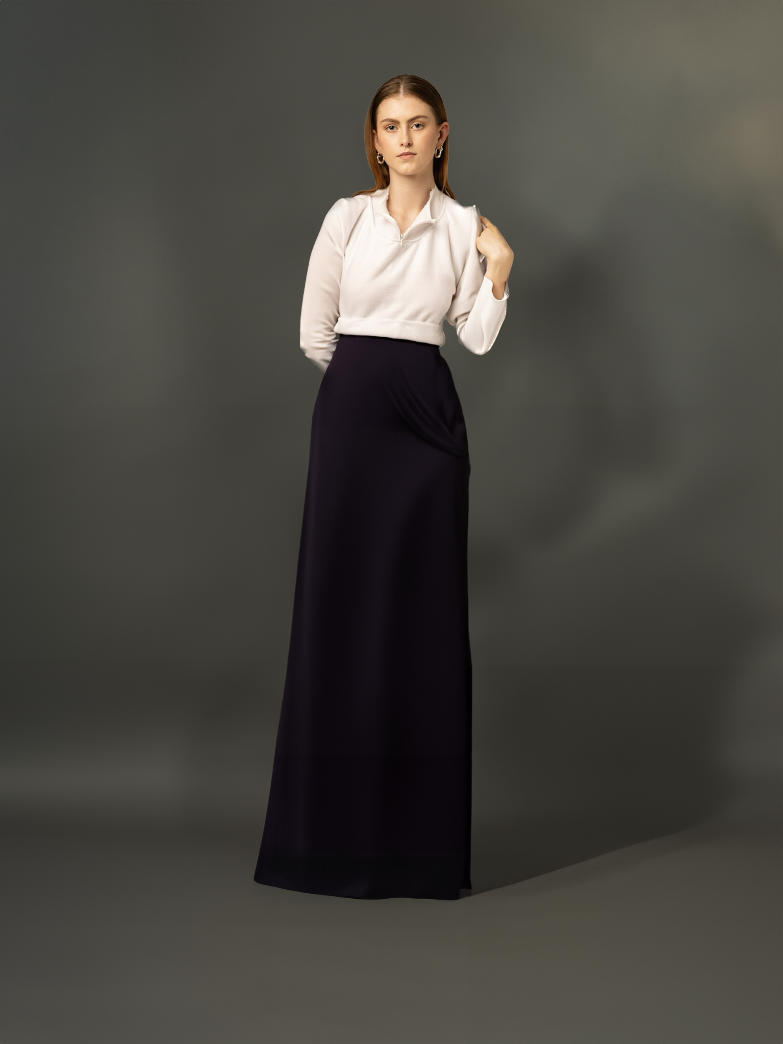 long sleeve top, w long skirt
