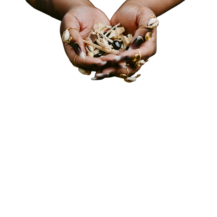 Samar's hands cupped and filled with tiny bones.