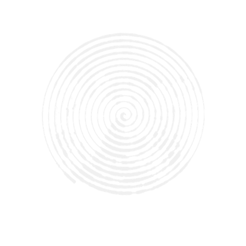 A black background with white concentric circles forming a spiral pattern.