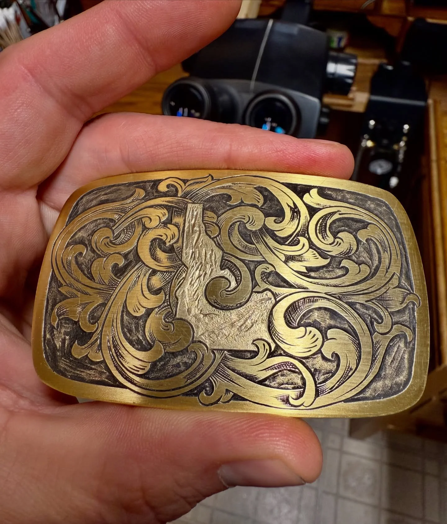 Finished my very first fully engraved belt buckle and I&rsquo;m darn proud of it. This was the combination of a bunch of different skills I&rsquo;ve been teaching myself including background removal, stippling and shading. This one is solid brass and