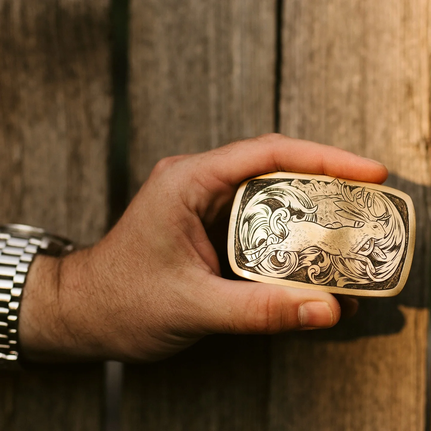 A highlight from the shop recently was this set solid brass jackalope buckles for a summer wedding in the #tetons. Dm to talk to me about your next heirloom project. #groomsmen #groomsmengift #wedding #weddinggıft #handmade #western #westernart #jack