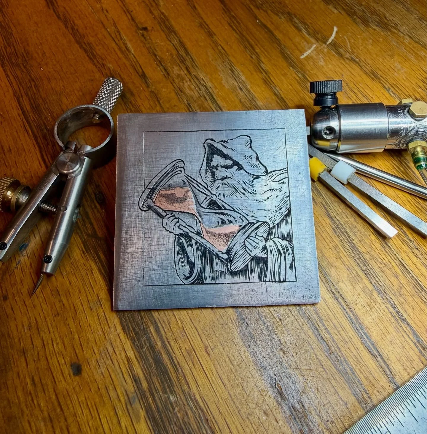 Experimenting on some new stuff for @wade_oliver_wilson&rsquo;s Colt 1903 class. This winter has had me thinking about stoner metal and witches and wizards so hopefully that is what comes through in my final project. Lots more @grstools practice plat