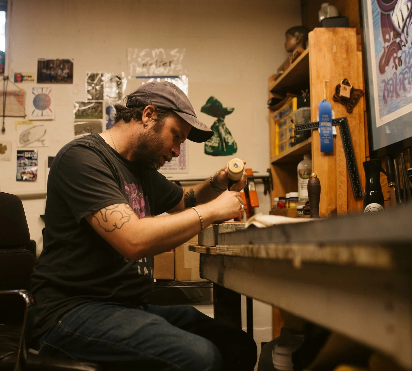 My face to appease the algorithm overlords. I&rsquo;m still learning new things and making cool stuff. Thanks for looking! 📸 @ellenbhansen #maker #handmade #custom #leather #engraving