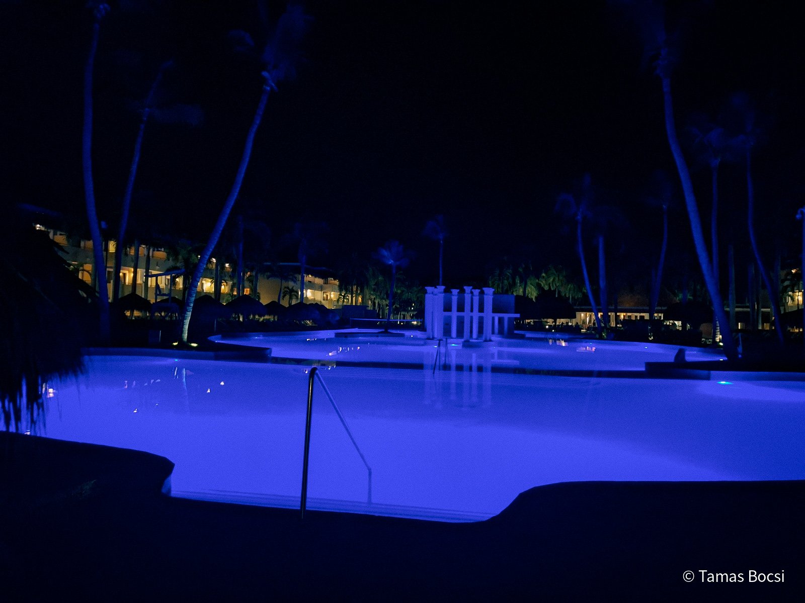 Pool at night in Iberostar Waves Costa Dorada