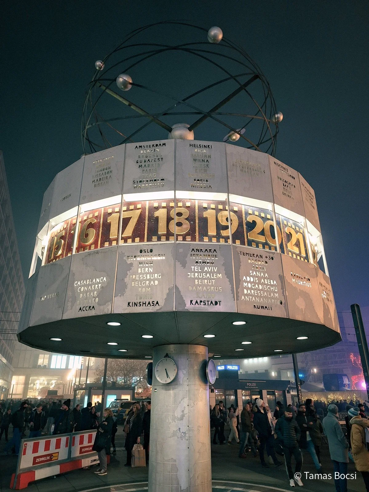 World Clock - at foggy night