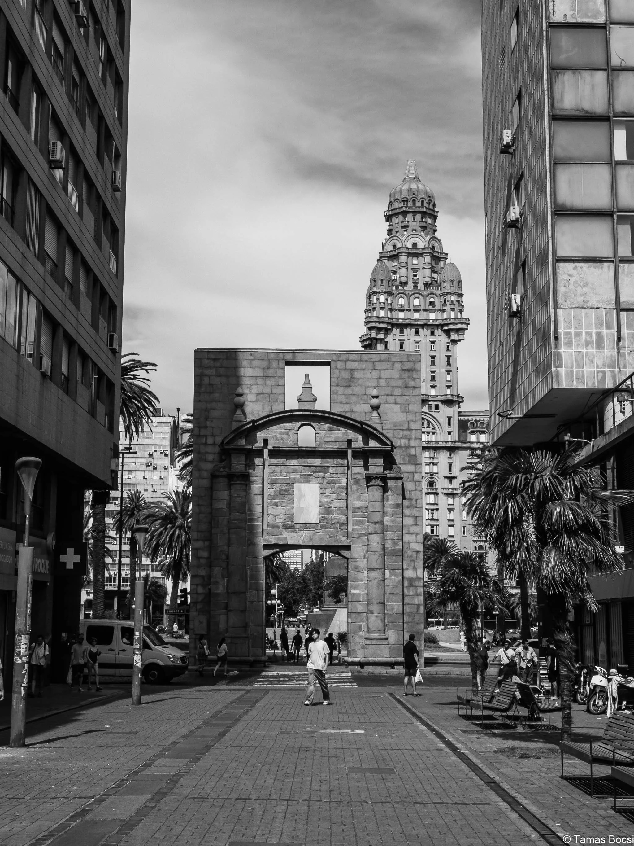 Gateway of the Citadel & Palacio Salvo - Black & White