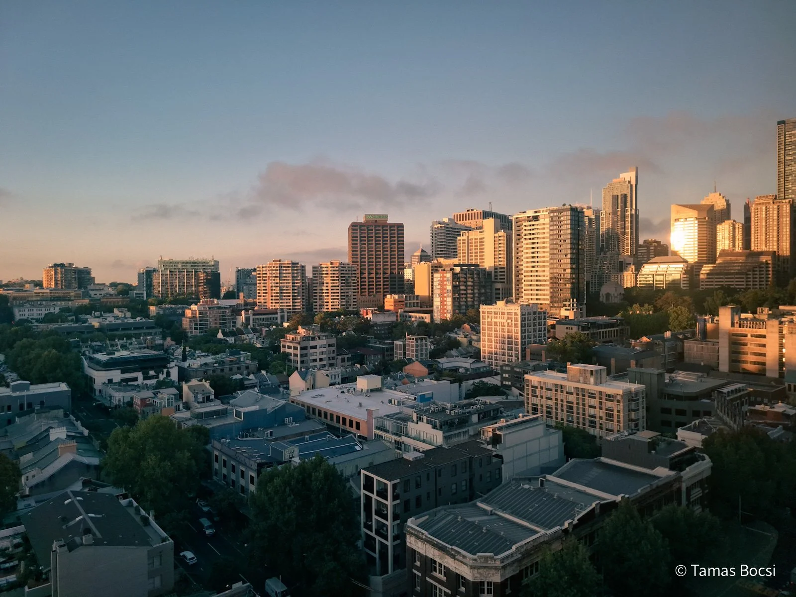 View over CBD - at sunset