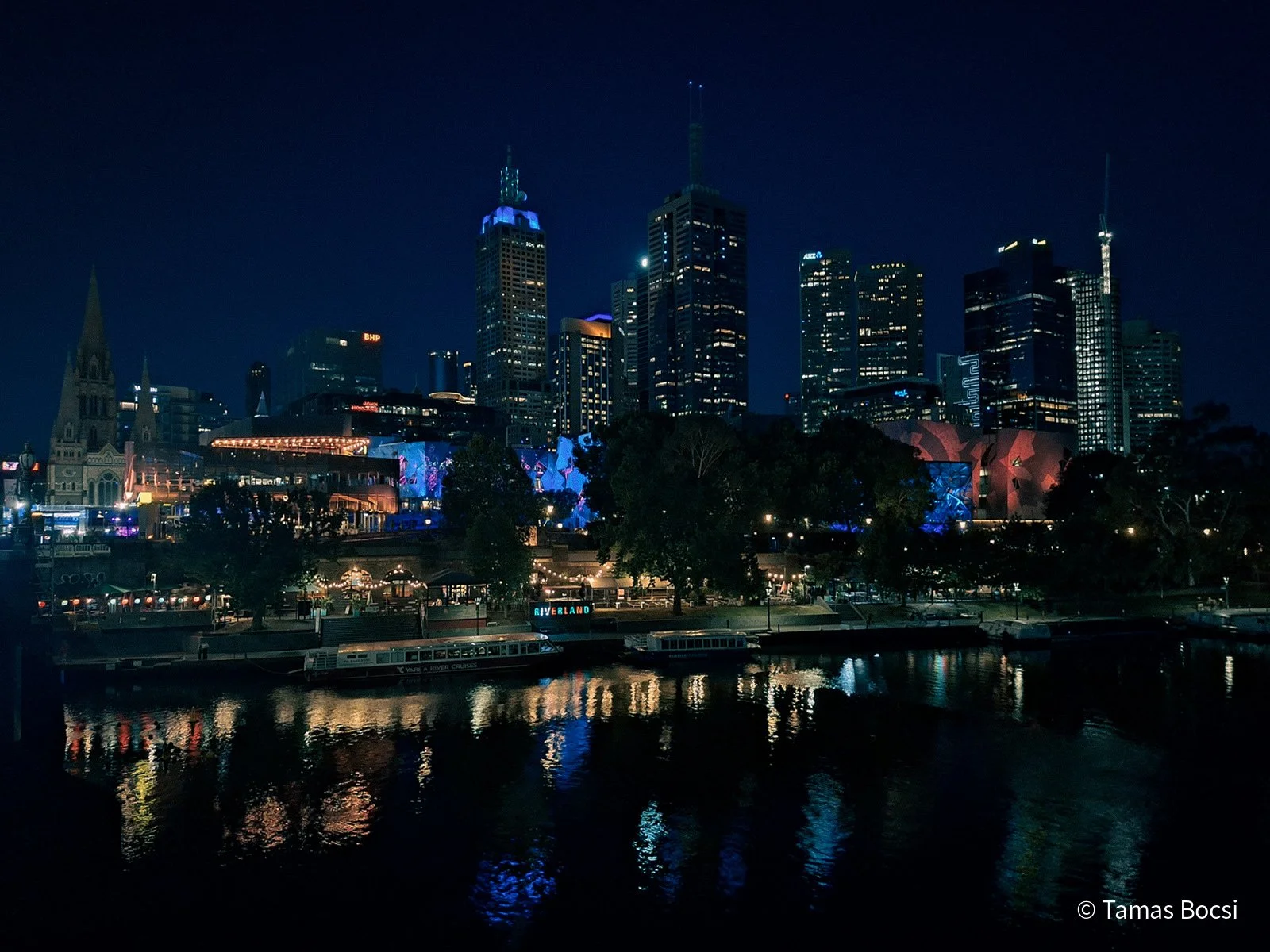Skyline from Yarra River - at night