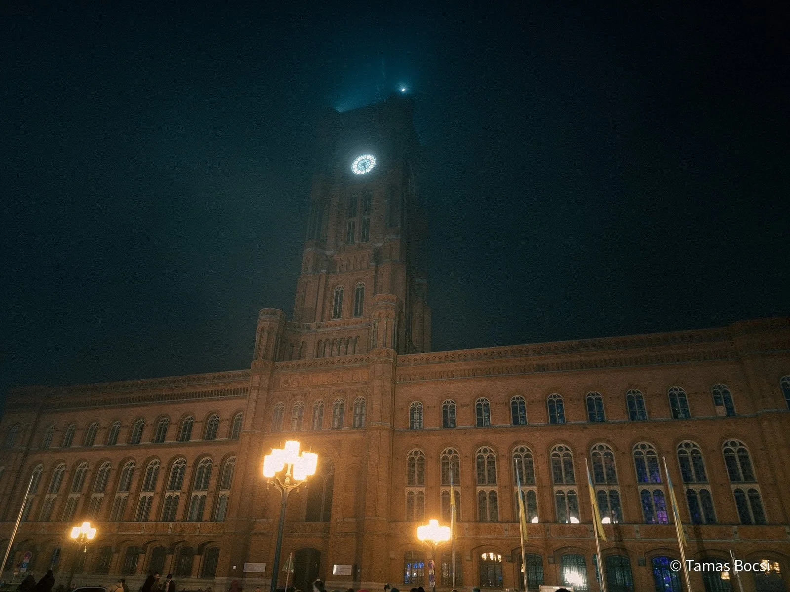 Berlin Red City Hall - at foggy night