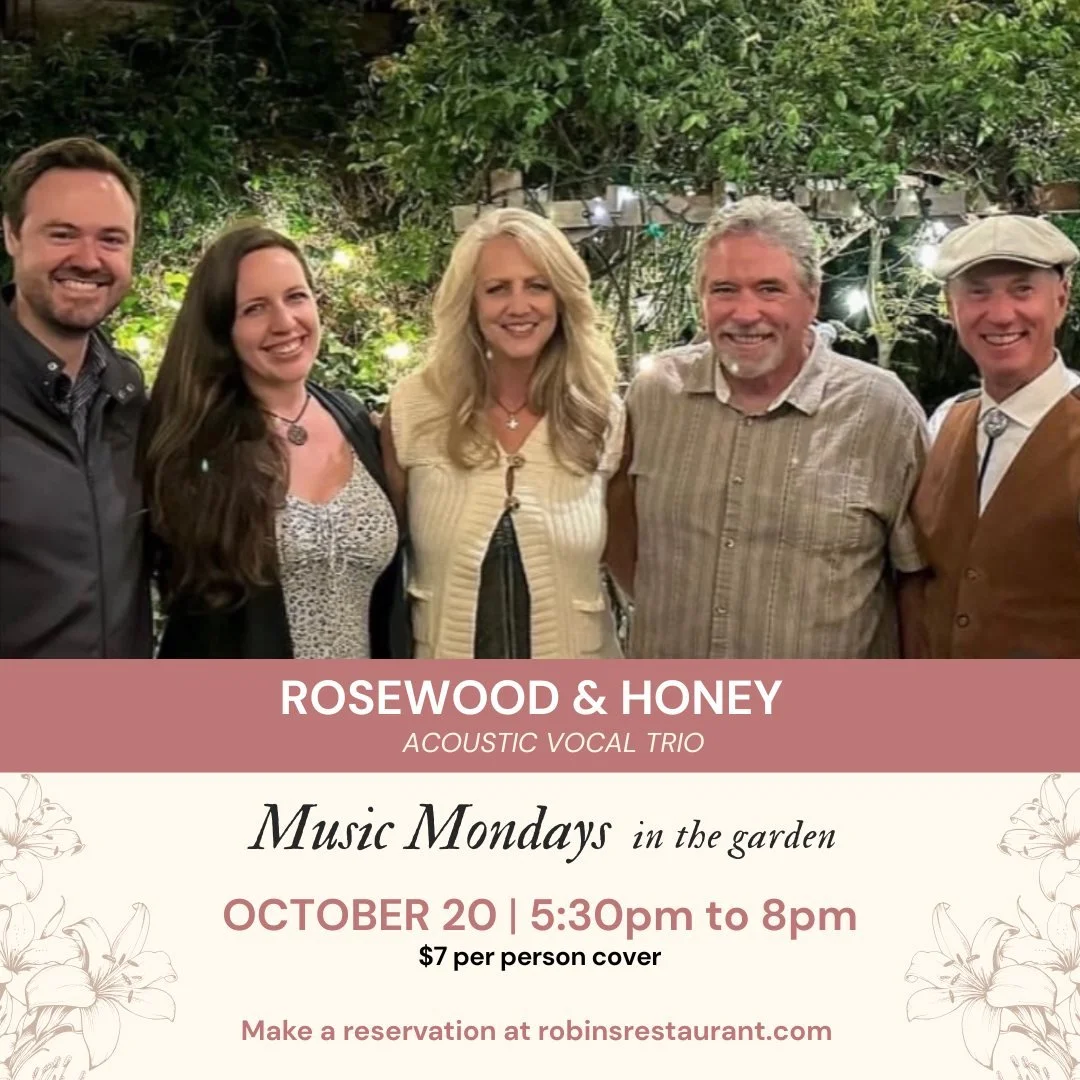 We are dwindling down to our final Music Monday shows! We want to thank all of our wonderful supporters and artists who joined us this season. @rosewoodandhoneyband join us for our second to last Music Monday! 🍂 You won't want to miss it. Book your 