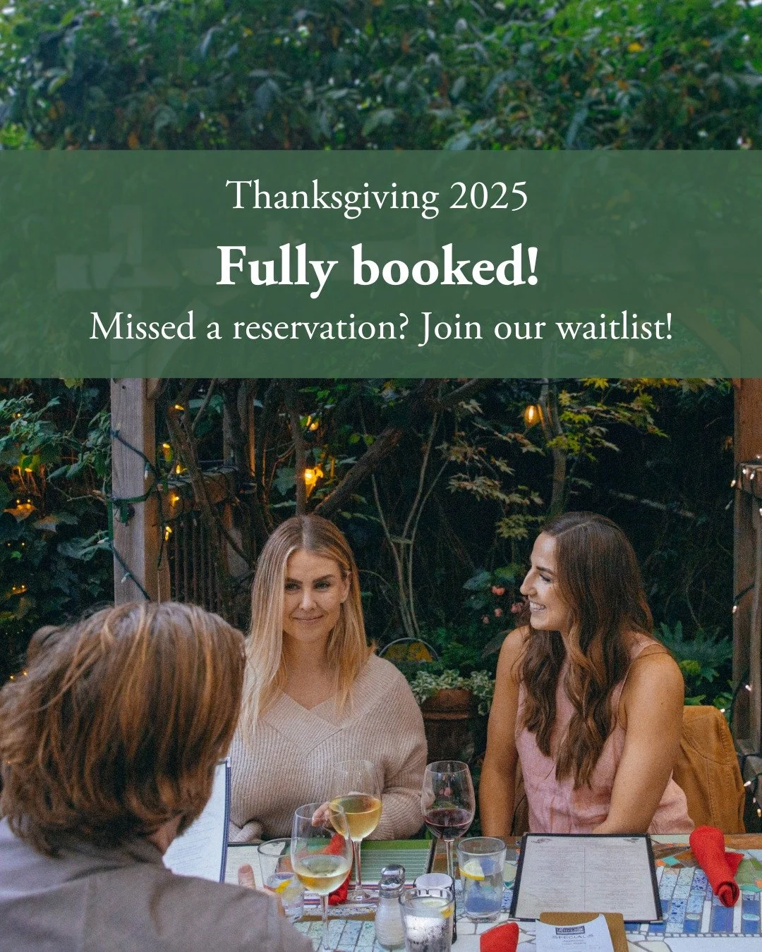 Thanksgiving reservations are officially full! 🦃 We&rsquo;re so thankful for your support and can&rsquo;t wait to celebrate this special day with you. Missed a spot? Join our waitlist for any last-minute openings by visiting robinsrestaurant.com. 🍂