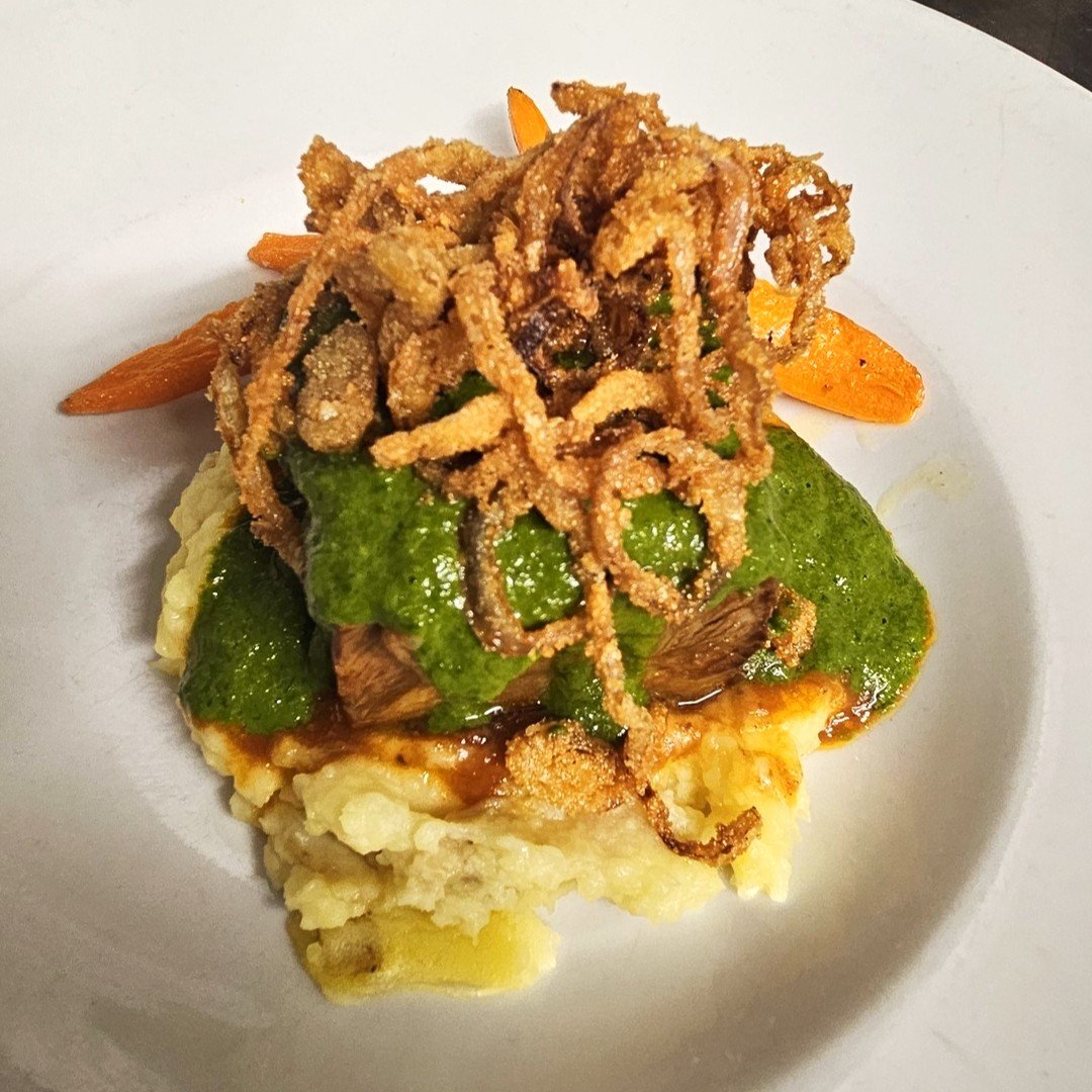 Join us in the garden and taste the season with these new additions to our dinner menu and more: 

Chimichurri Short Rib
chimichurri sauce, Yukon gold mashed potatoes, baby carrots, crispy onions

Brandy Apple Pork Chop
all natural 12oz bone-in, cara
