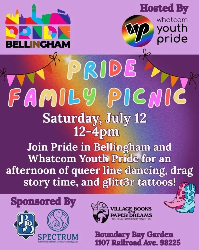 We are so excited to be hosting this year&rsquo;s Pride Family Picnic as part of @prideinbellingham this weekend. Bring the kids, grandparents, aunties, uncles, and cousins and join WYP and Pride in Bellingham for a super fun family friendly afternoo