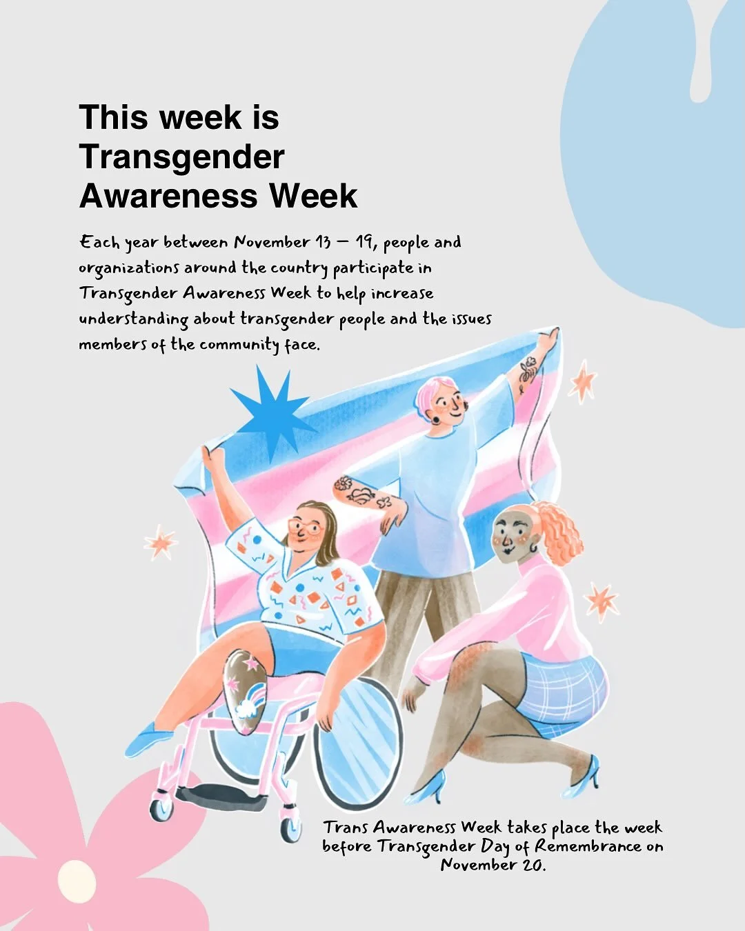 This week is Transgender Awareness Week and Transgedner Day of Remembrance. Swipe to learn a little bit more about this week!