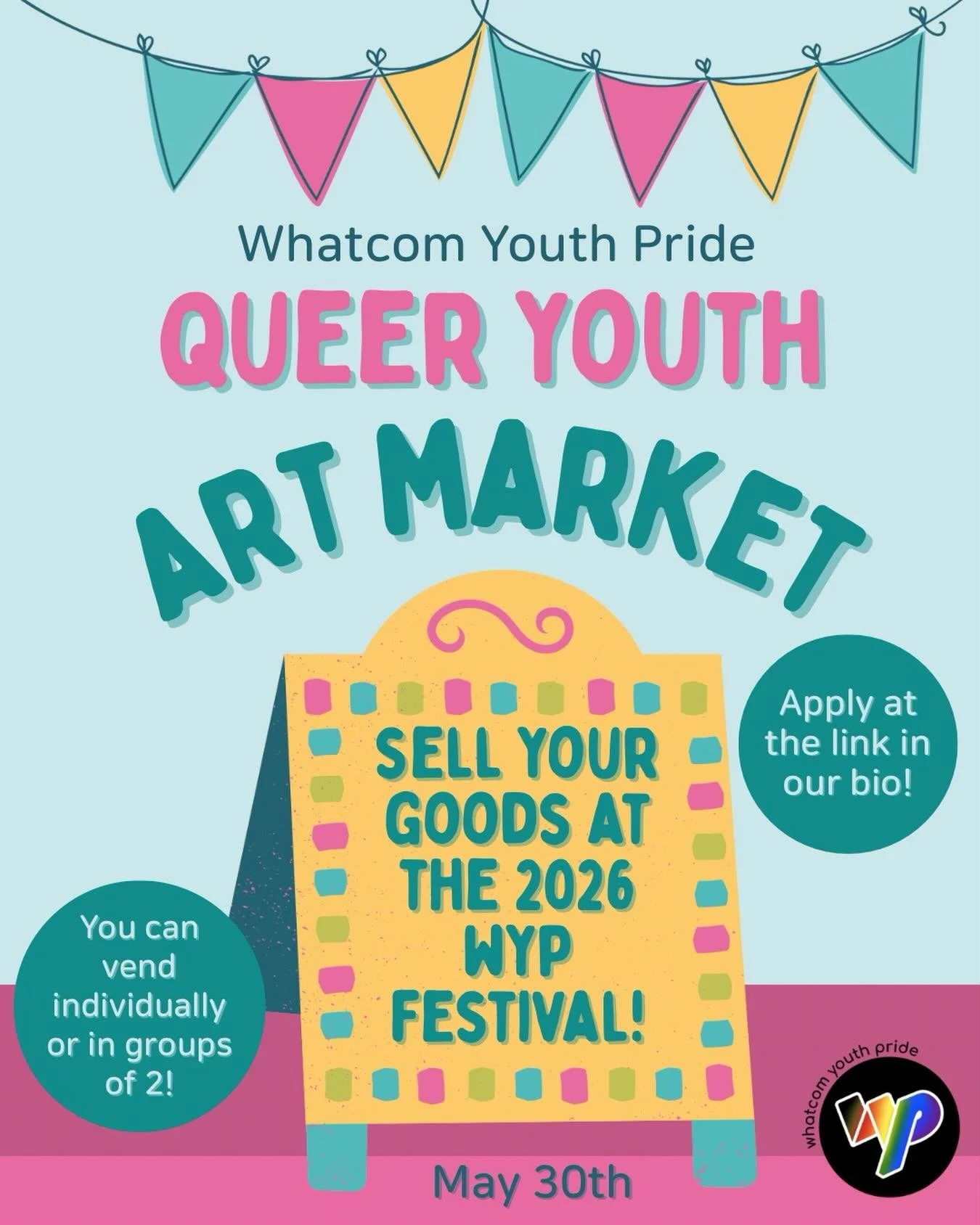 We are so excited to be hosting another Queer Youth Art Market at the 2026 Whatcom Youth Pride Parade &amp; Festival🎨

Queer youth makers are invited to display and sell their work, connect with other artists and community members, and gain experien