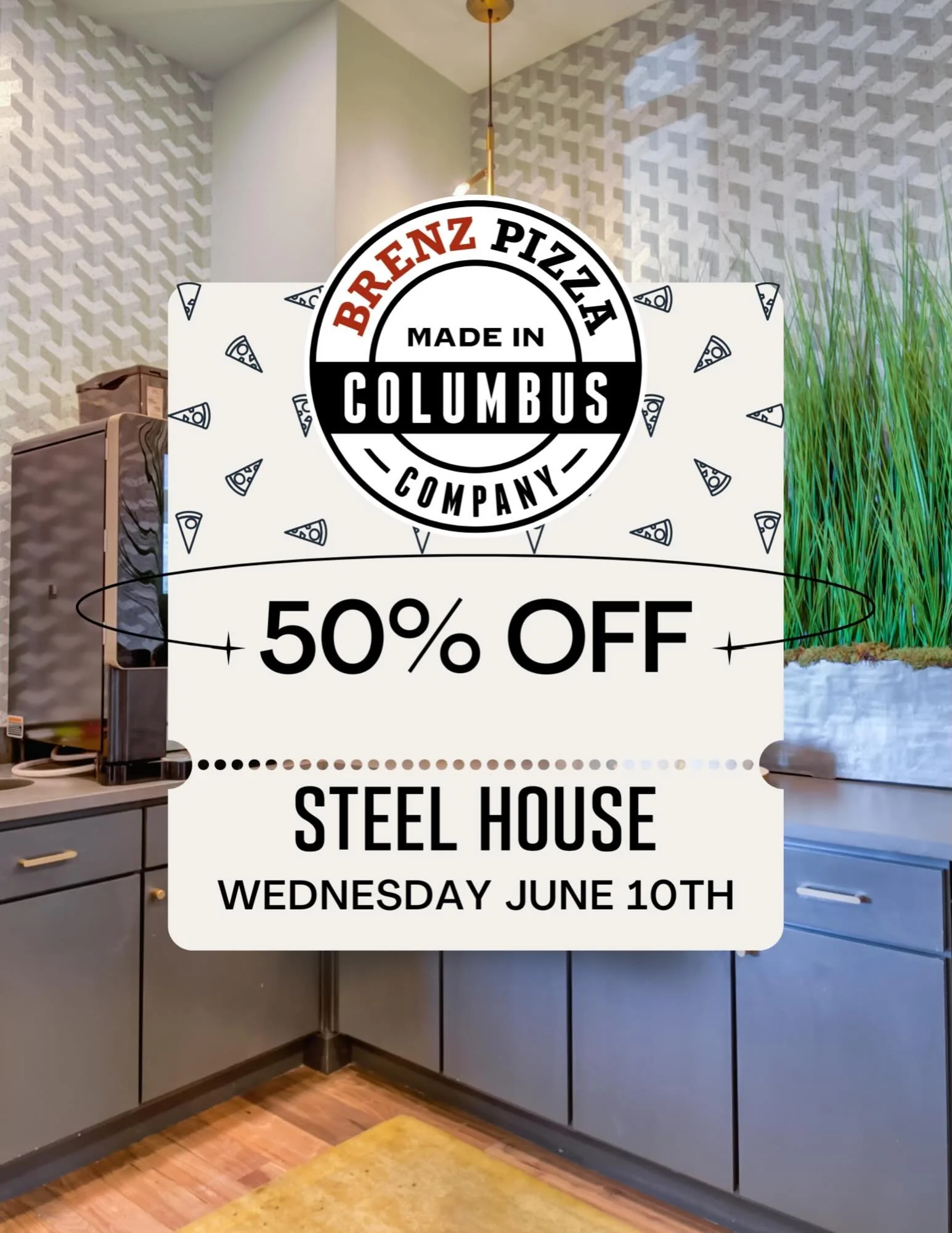 🍕 50% OFF Pizza? Yes, please! 🍕

Steel House residents, we&rsquo;ve teamed up with Brenz Pizza again for a special Resident Appreciation Day! 🎉

Take a night off from cooking, grab your favorite pizza, and enjoy this delicious resident perk. Be su