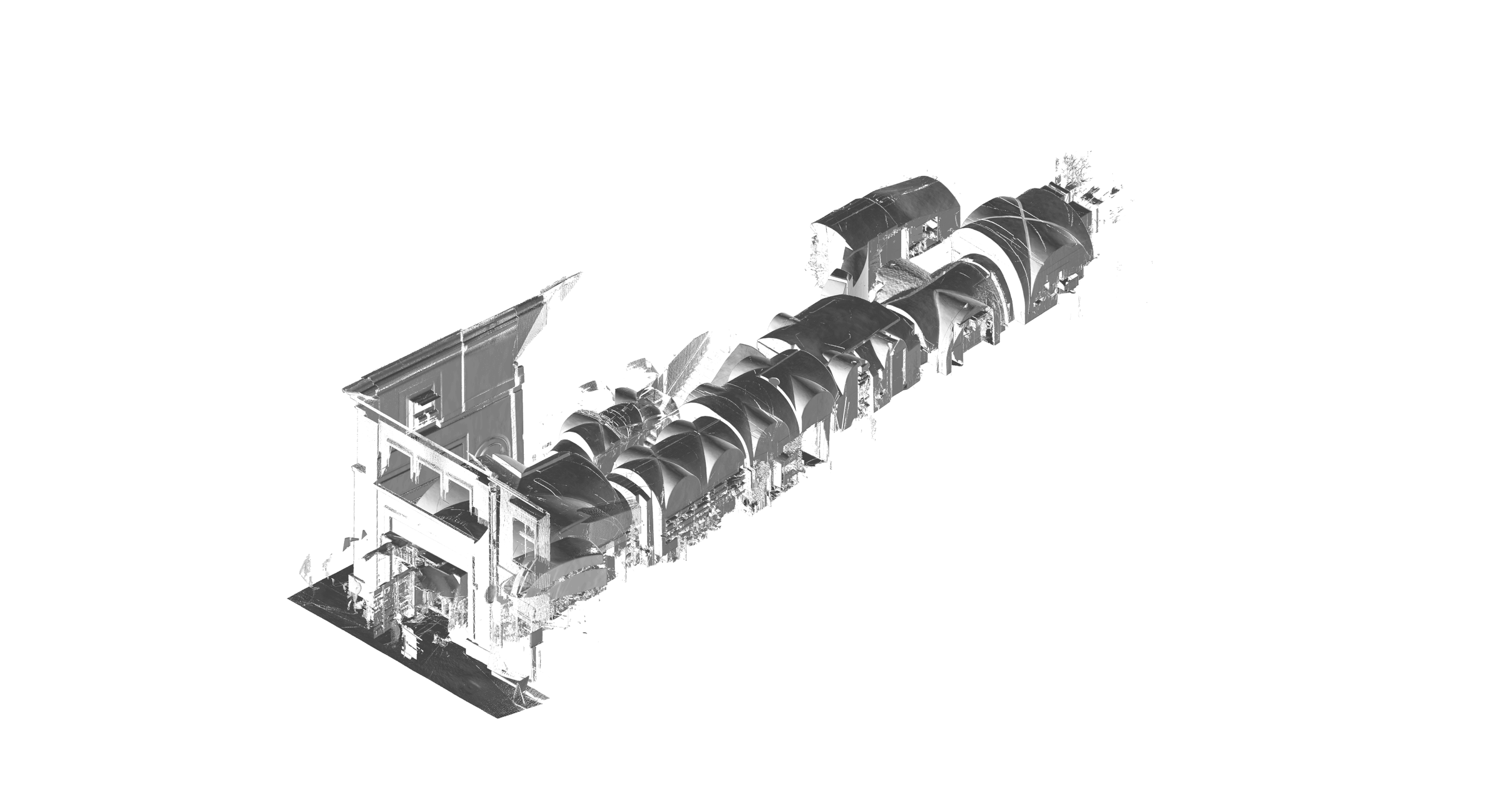 Axonometric view of a historic house based on a 3D laser scan point cloud