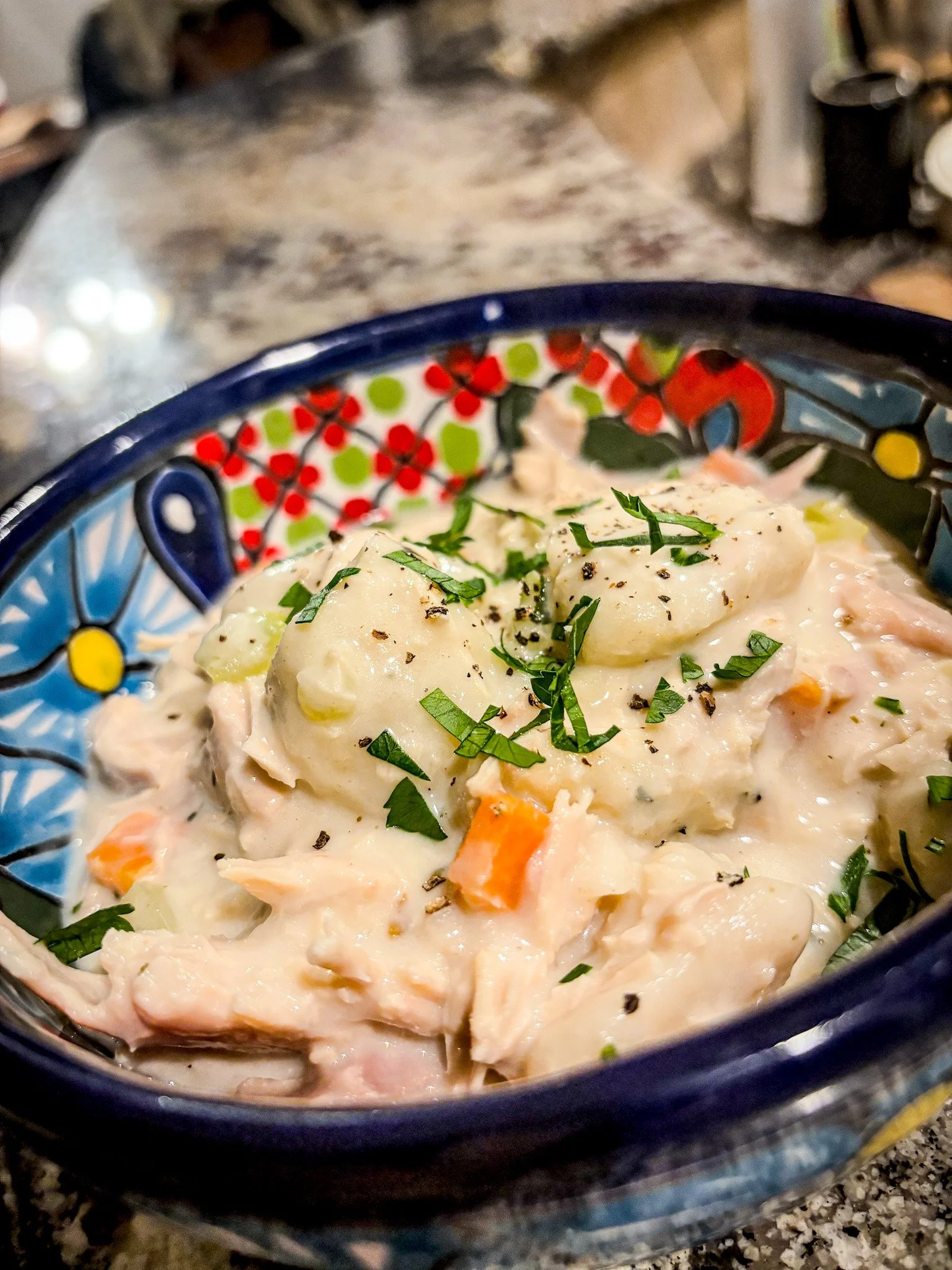 Smoked chicken and dumplings