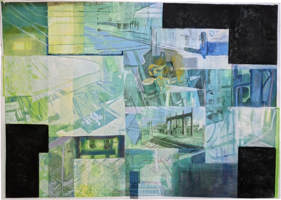 Luminosity #1, 2021. Pastel, chalk, charcoal, vellum on paper, 29.5in. x 41.5in.
