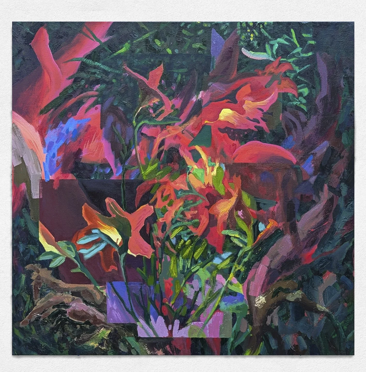 Accelerant, 2025. Oil and acrylic on canvas, 30in. x 30in. 