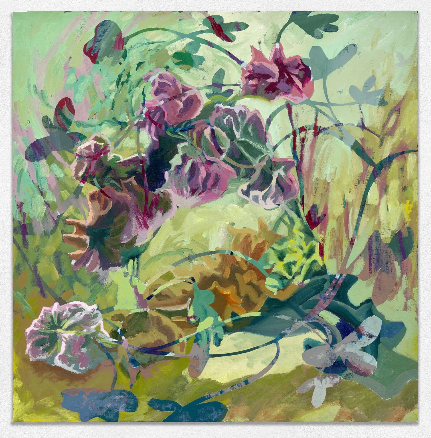 Clover chain, 2025. Oil and acrylic on canvas, 30in. x 30in. 