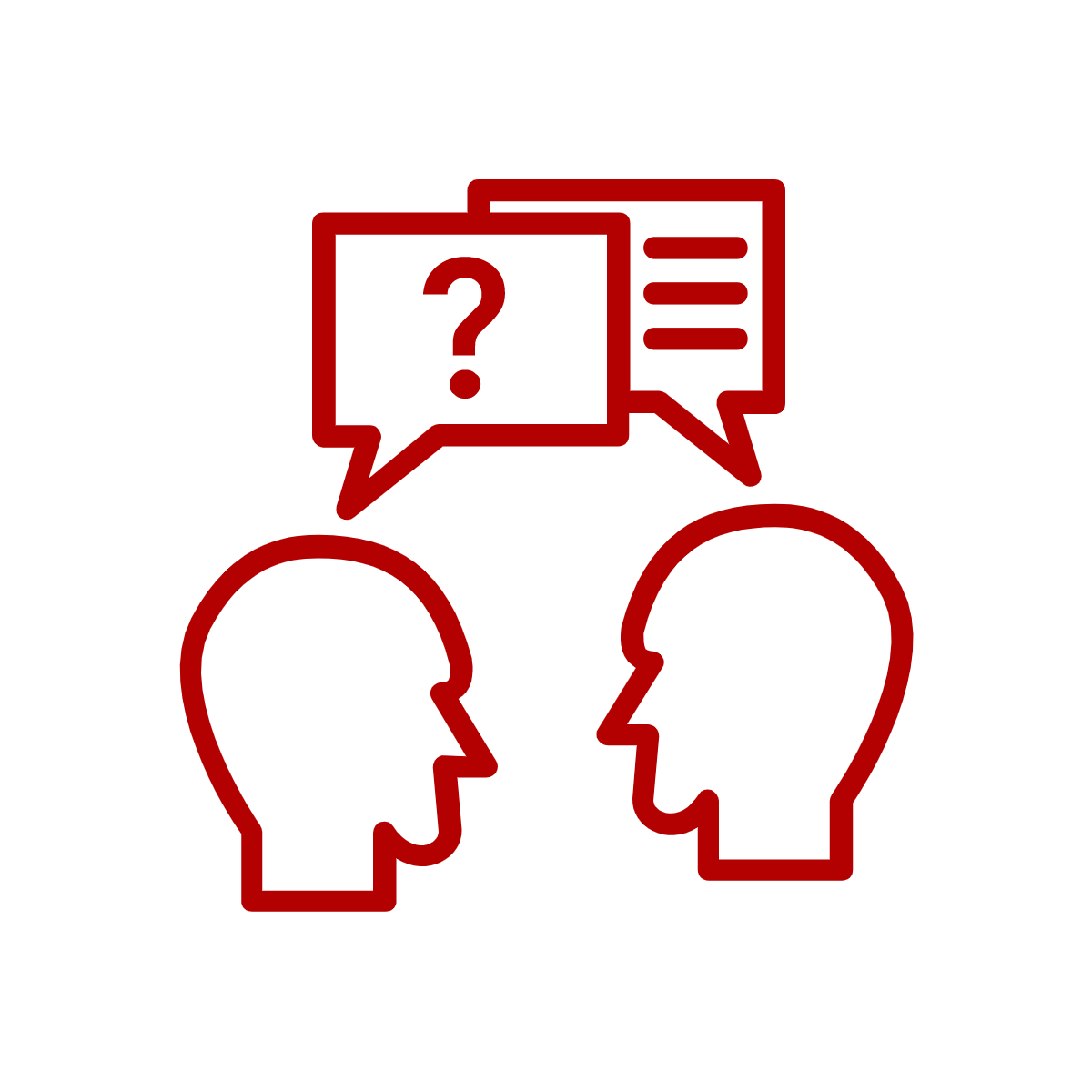 Two talking heads with conversation bubbles