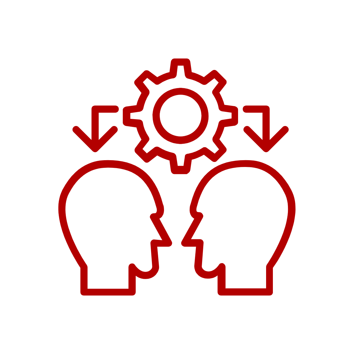 Two talking heads with a gear position above