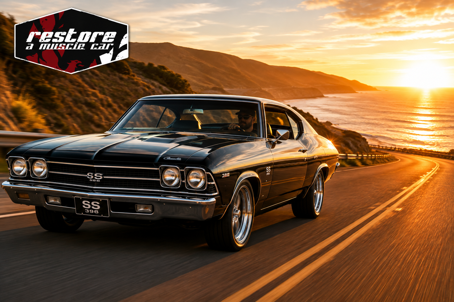 Driving restored muscle car