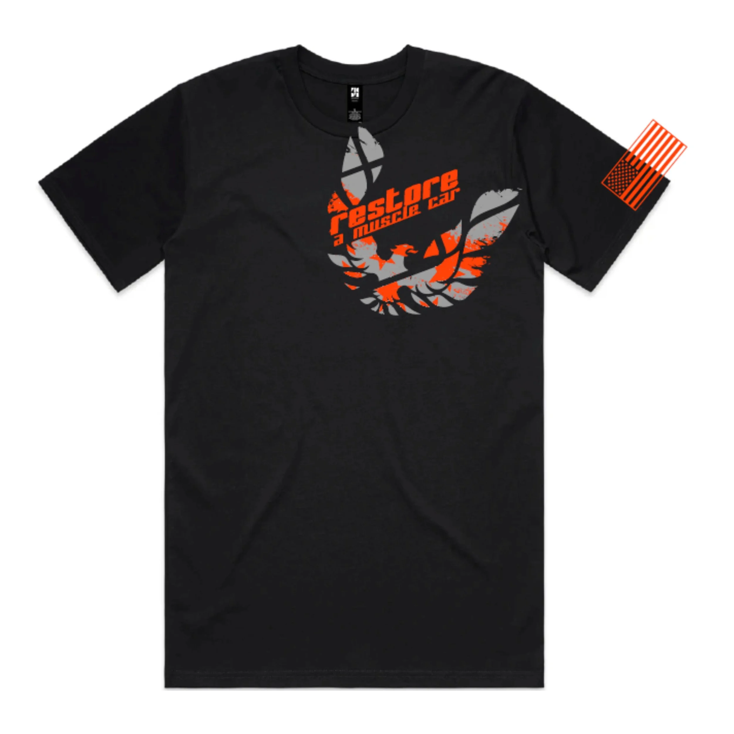 Restore _Distressed Bird_ Premium T-Shirt - Black_Orange_Gray 3.jpg
