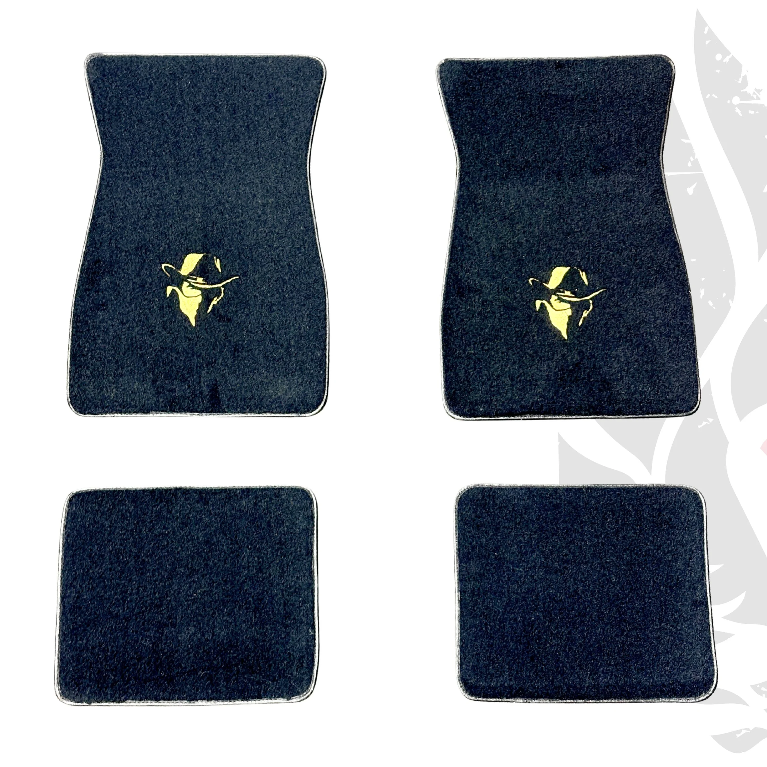Custom Bandit Head Embroidered Logo Cut Pile Carpet Floor Mats; Set of 4, Black, 1977-81 Trans Am
