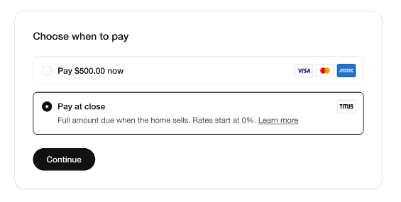Pay at Close Payment Option for Real Estate Photos