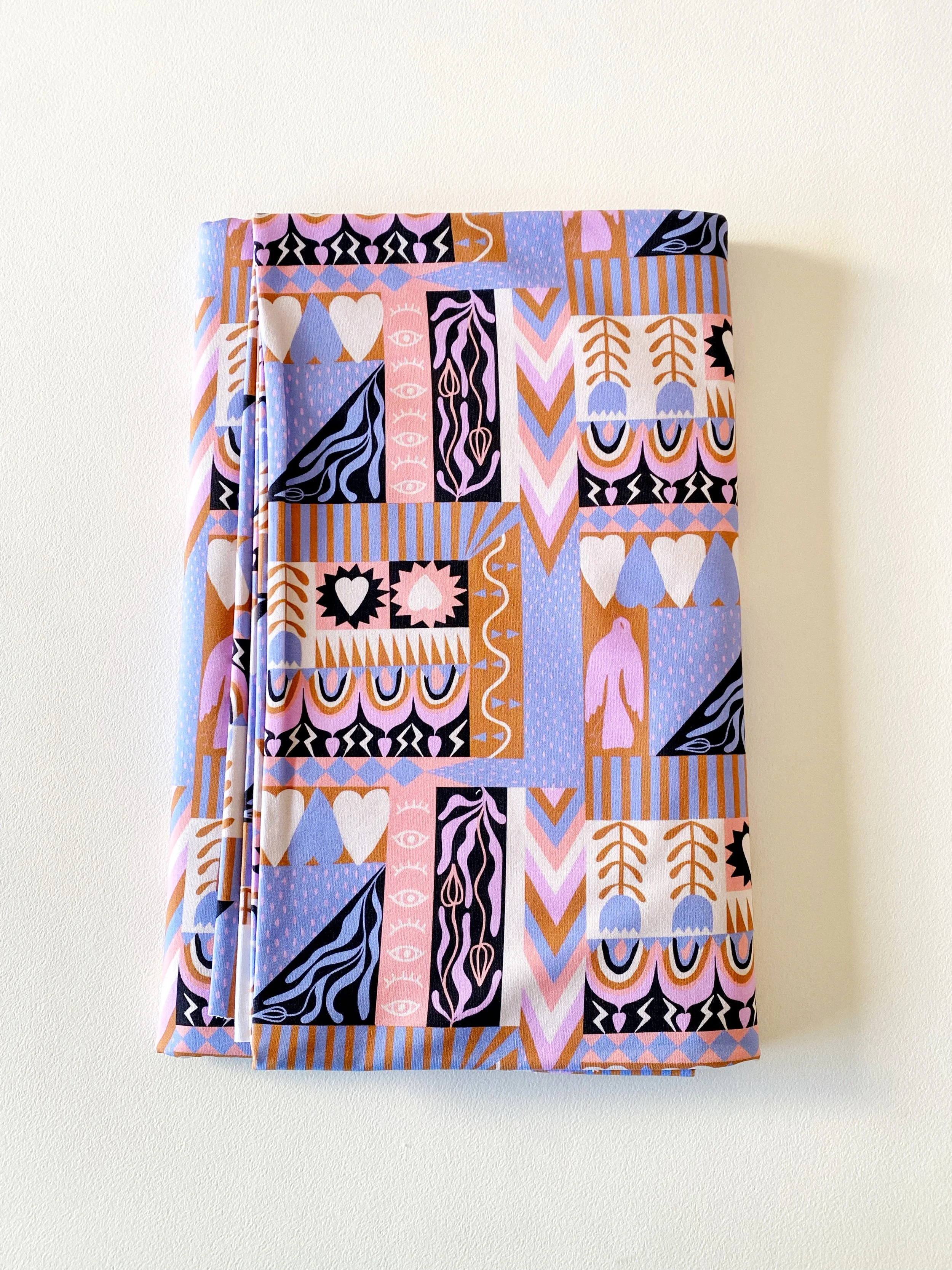 COUPON SHINING HEARTS BLEU CLAIR FRENCH TERRY 149x145