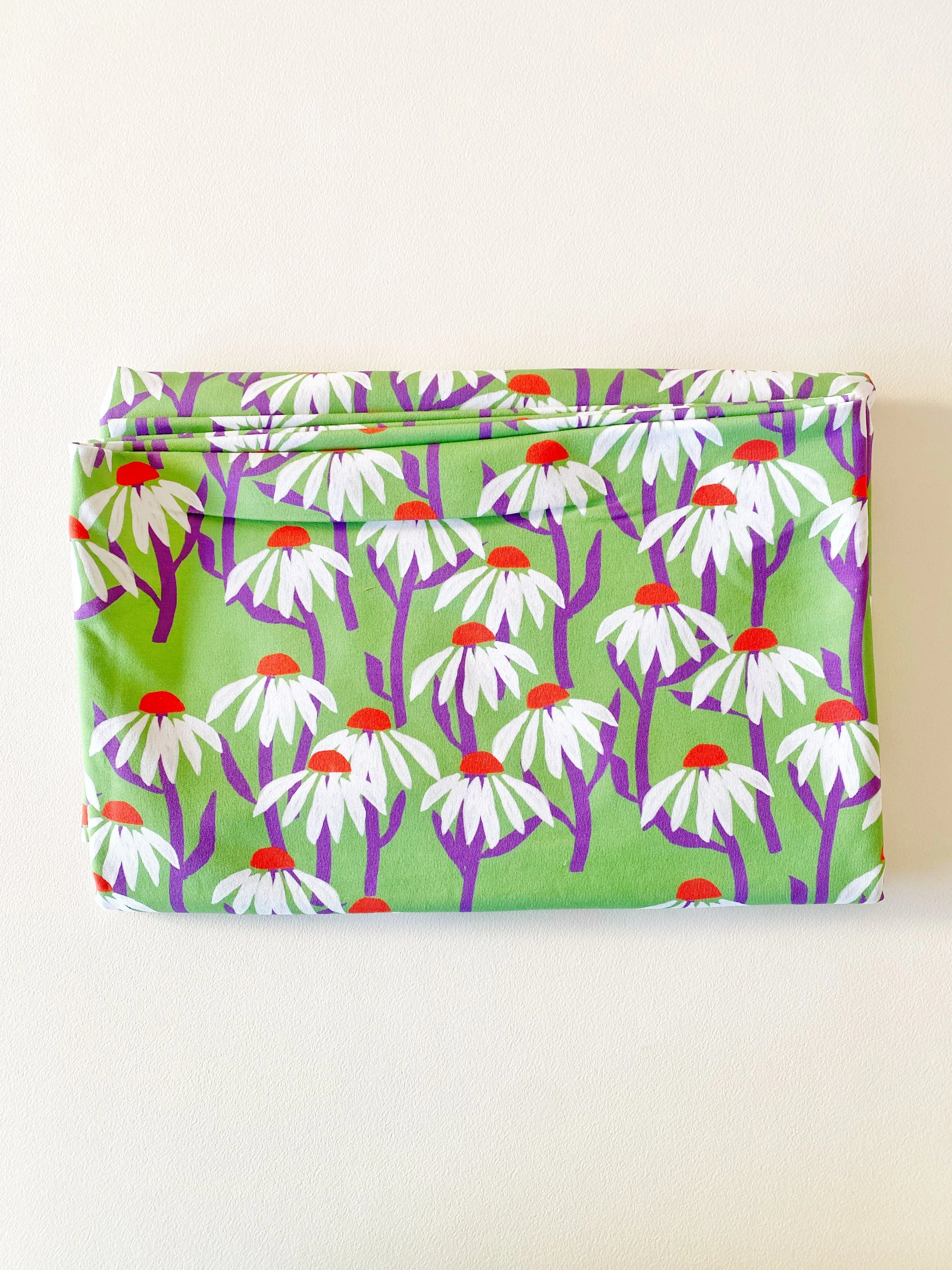 COUPON MARGUERITES VERTES FRENCH TERRY 150x145 CM