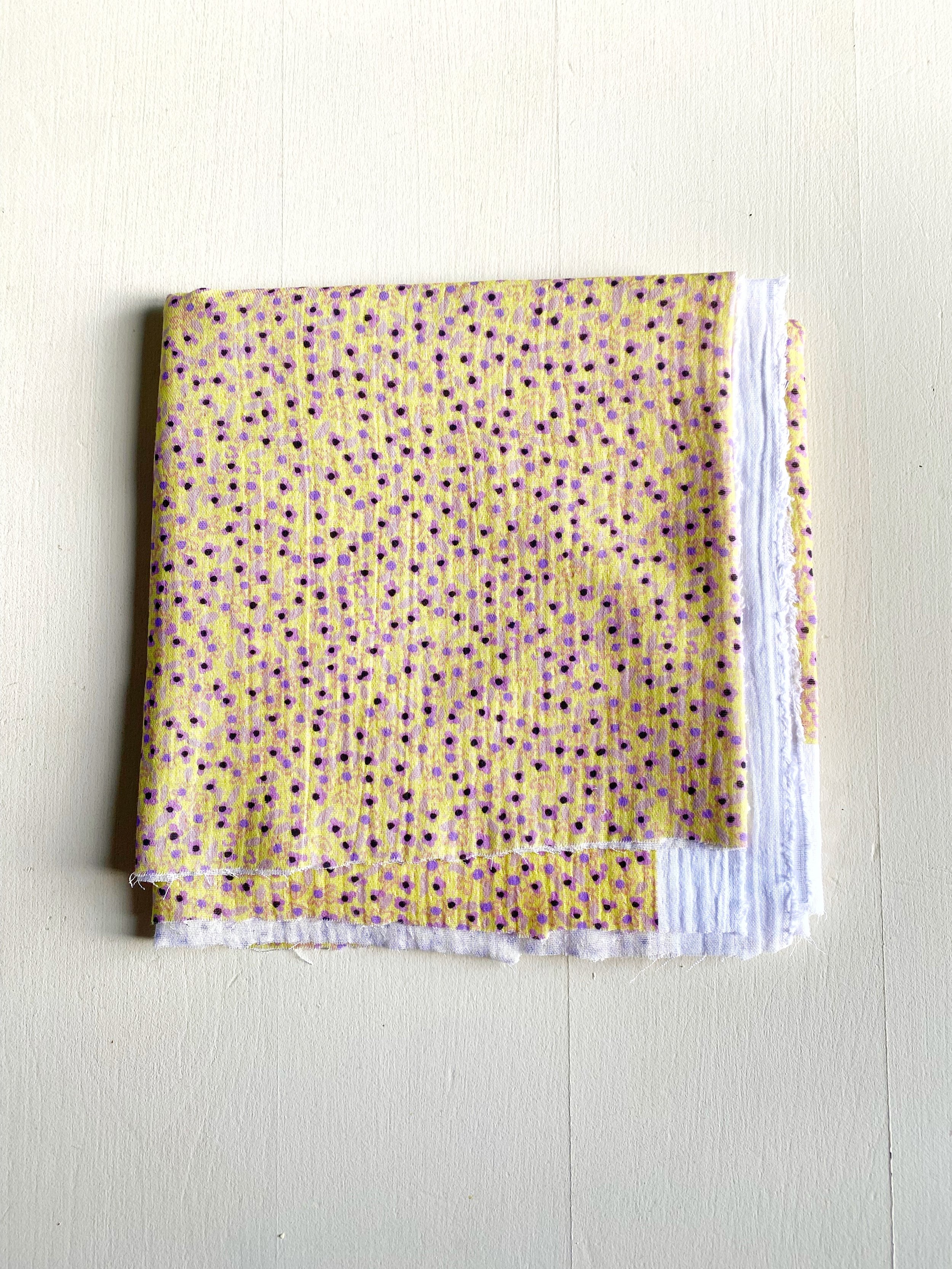 COUPON MINI FLOWERS JAUNE DOUBLE GAZE 36x145 CM